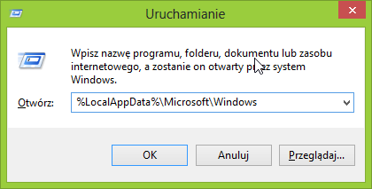 Okno uruchamiania systemu Windows 8