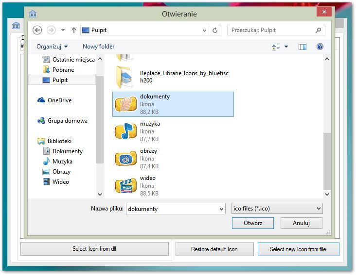 Wybór własnej ikony w Library Icon Changer