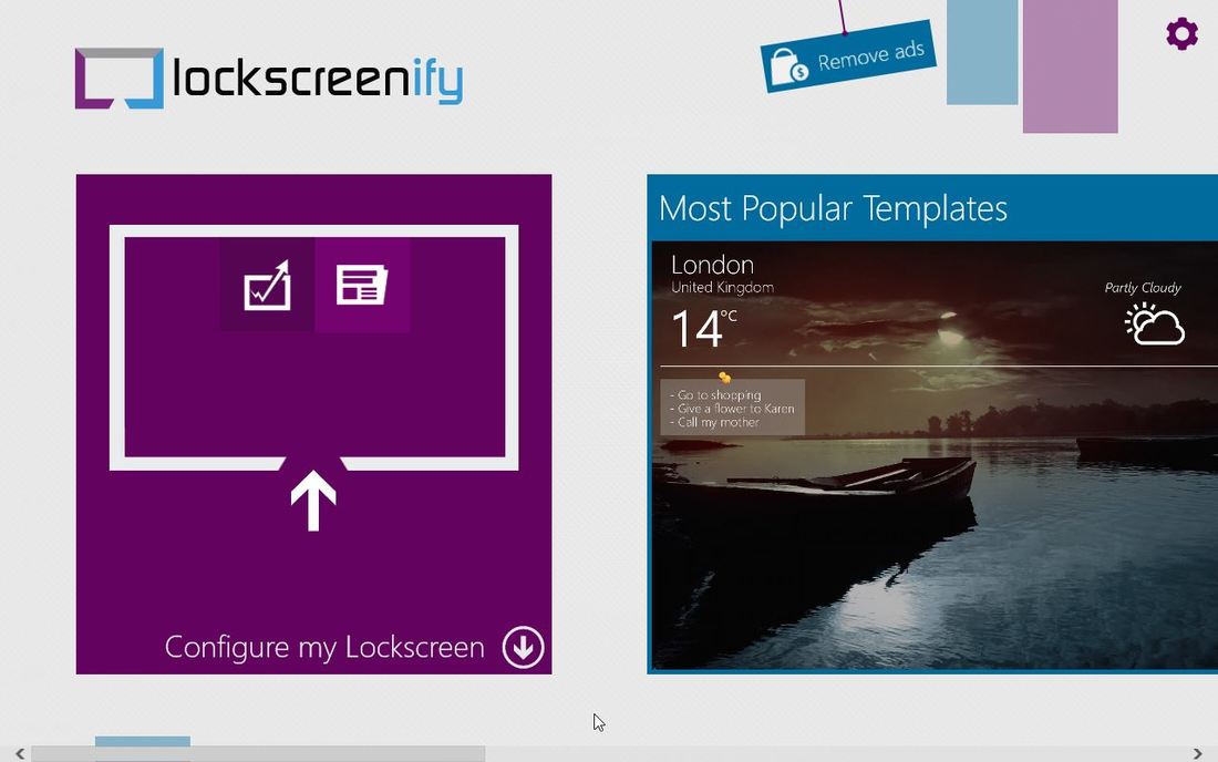 Lockscreenify - ekran startowy