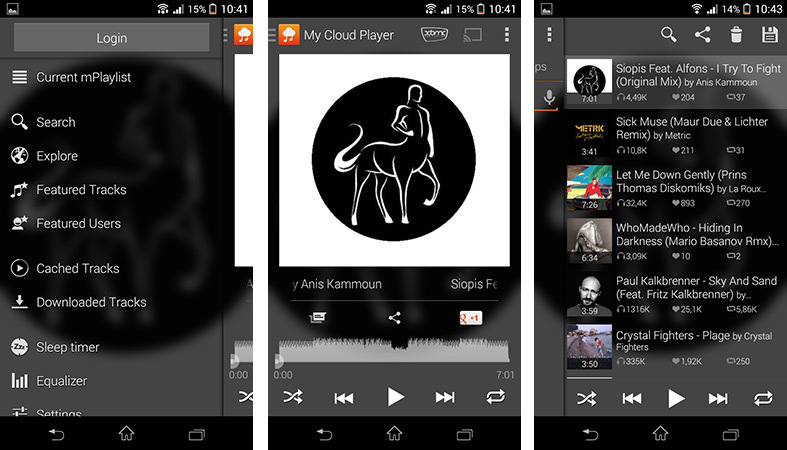 My Cloud Player - główny interfejs aplikacji