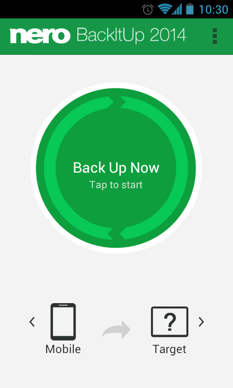 Nero BackItUp 2014 - główny ekran