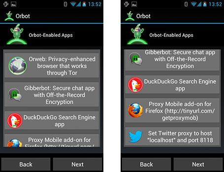 Orbot - aplikacje współpracujące dla urządzeń bez roota