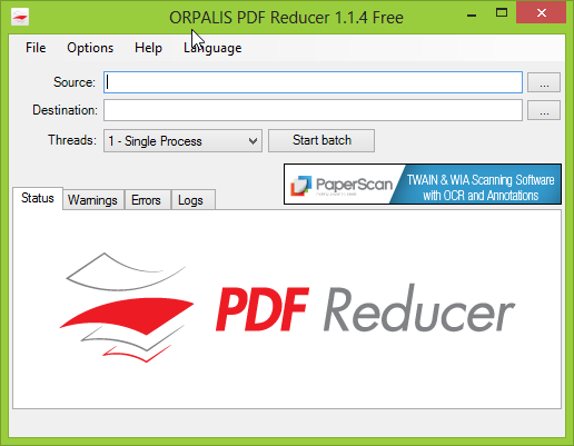 Orpalis PDF Reducer Free - główne okno programu