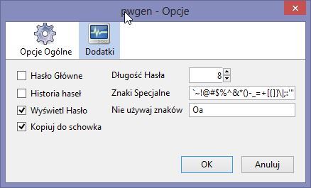 PWgen - dodatkowe opcje tworzenia haseł