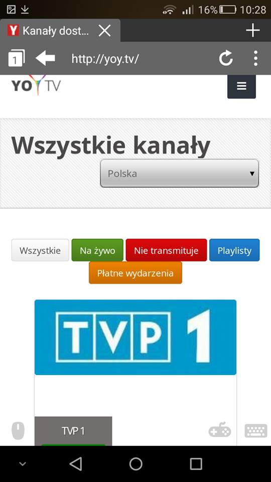 Yoy.tv w przeglądarce Puffin