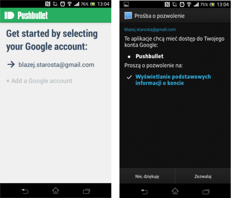 Konfiguracja Pushbullet na smartfonie