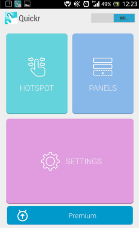 Quickr - główne menu aplikacji 