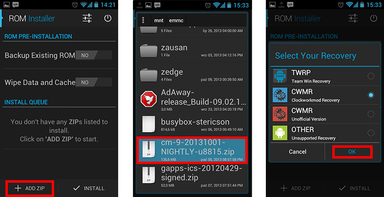 Instalowanie ROM-u przez ROM Installer