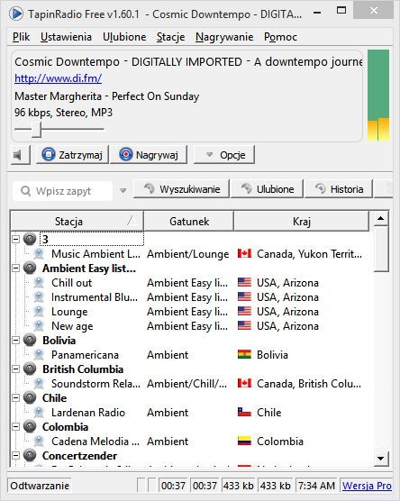 TapinRadio - słuchania i nagrywanie radia internetowego