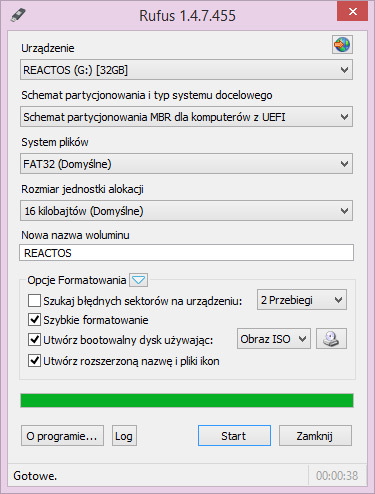 Rufus - konfiguracja USB dla UEFi