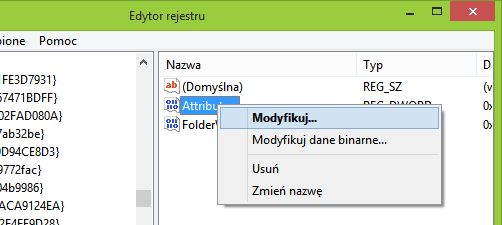 Modyfikowanie wpisu Attributes