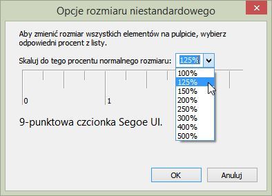 Niestandardowe rozmiary skalowania