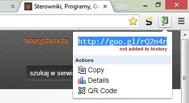 Skracanie linków w Chrome