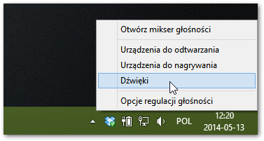 Przejście do ustawień dźwiękowych