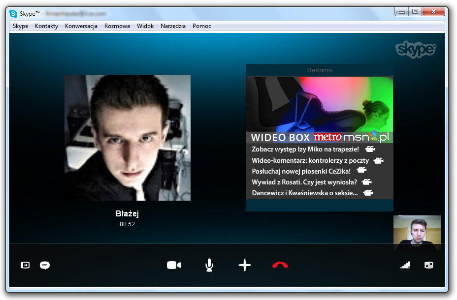 Przykład reklamy w Skype