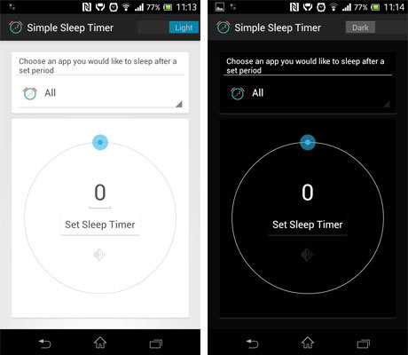 Simple Sleep Timer - interfejs aplikacji