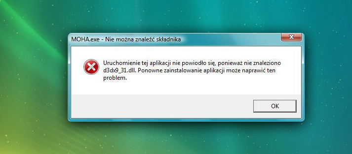 Typowy problem z uruchomieniem - brak DirectX