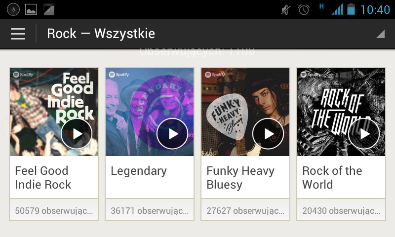 Lista gotowych playlist z kategorii Rock