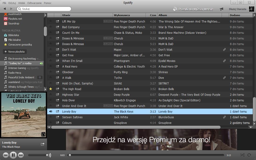 Spotify - stary wygląd