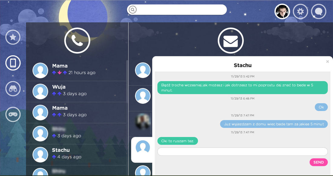 Spots - lista połączeń i sms'ów