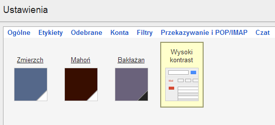 Wybór motywu na Gmailu