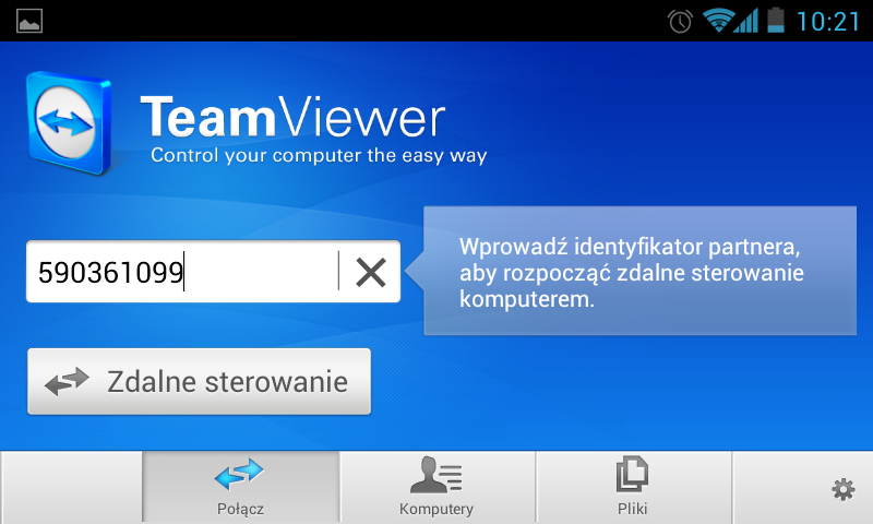 TeamViewer - łączenie się przez Androida