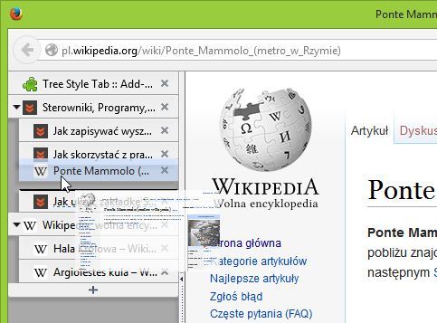 Tree Style Tabs - przenoszenie kart między grupami