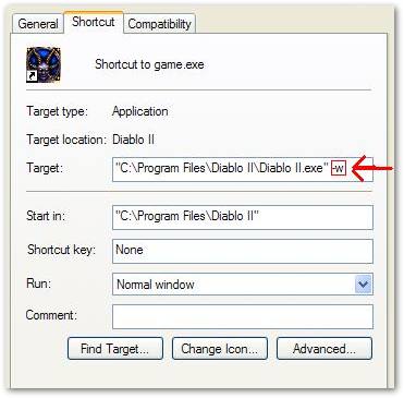 Modyfikacja skrótu do gry Diablo II