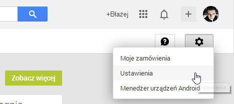 Google Play - przejście do ustawień konta