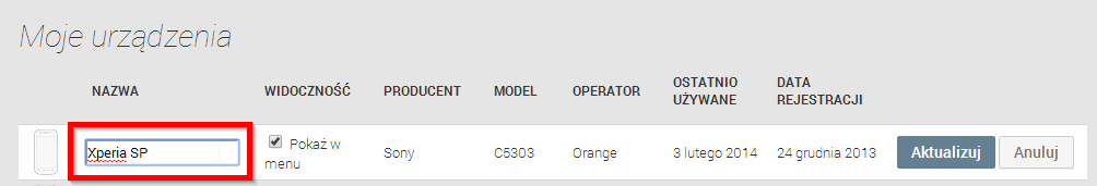 Zmiana nazwy urządzenia w Sklepie Play