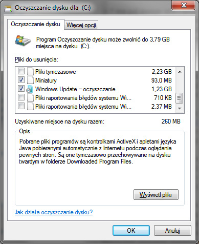 Oczyszczanie dysku z aktualizacji