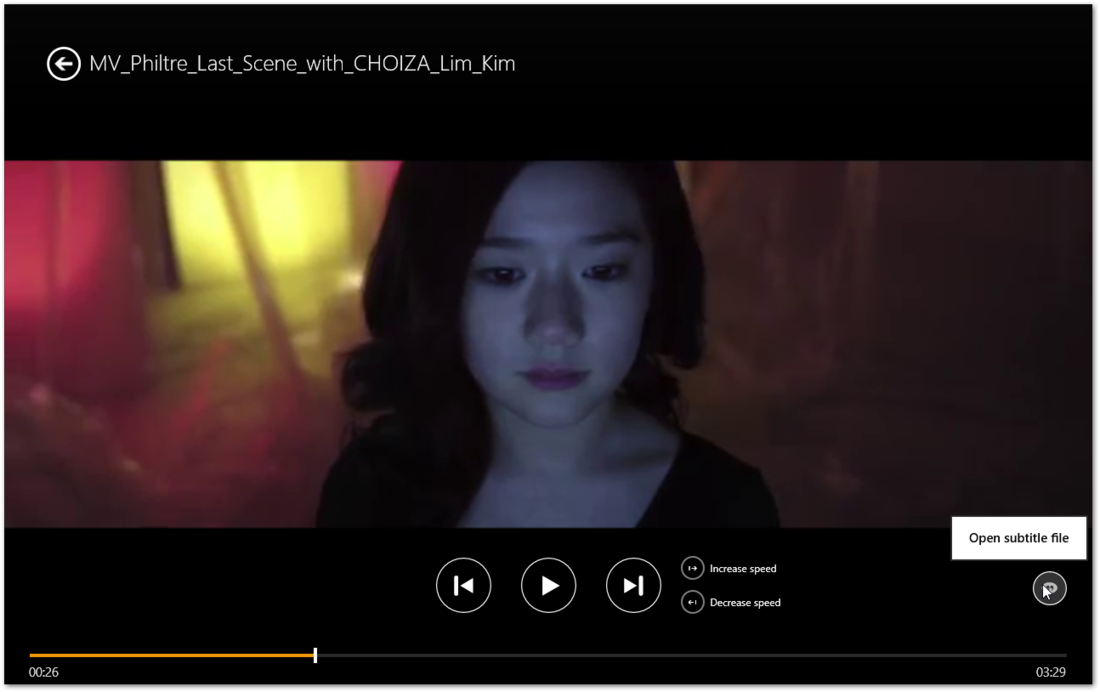 VLC dla Windows 8 - ekran odtwarzania filmu