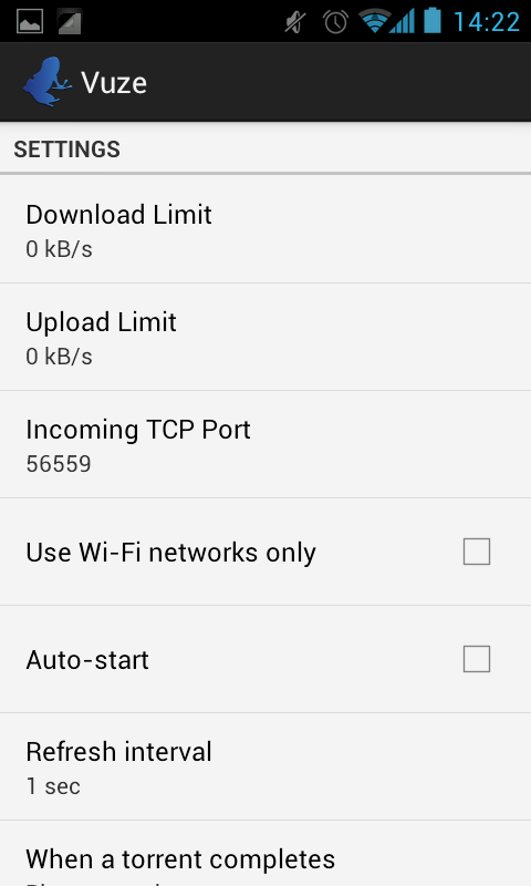 Vuze - ustawienia