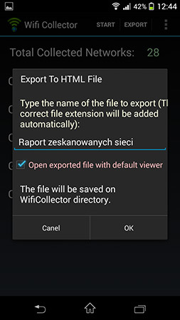 Eksport raportu do pliku HTML