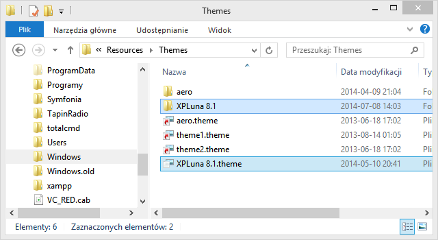 Katalog Themes w Windowsie