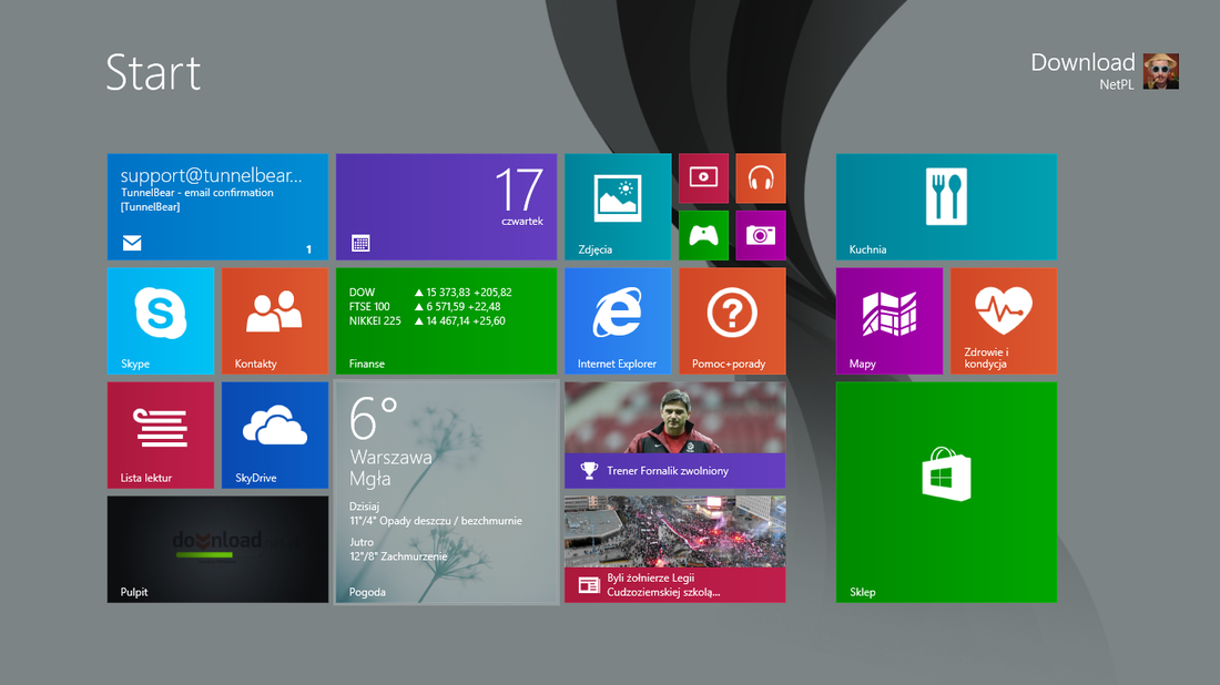 Ekran startowy w Windows 8.1