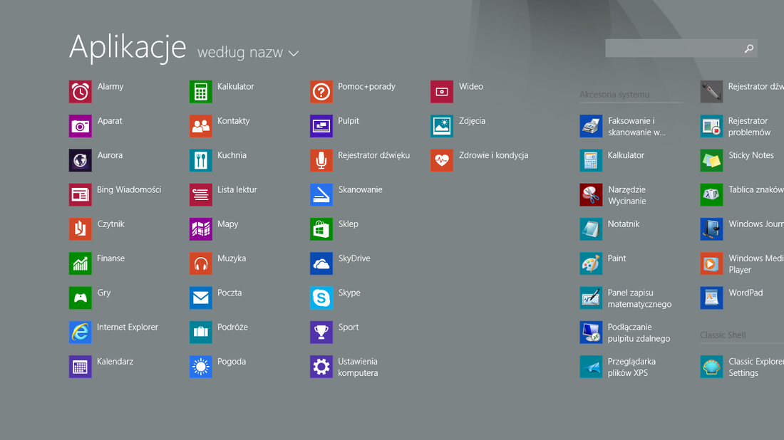 Windows 8.1 - lista aplikacji w menu Start