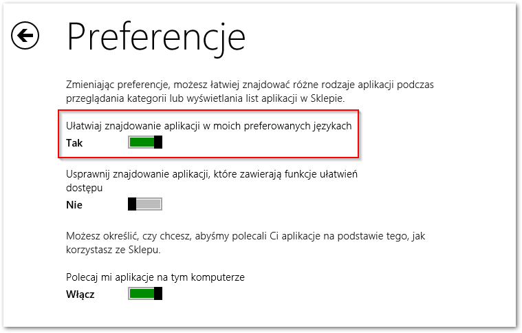 Wyłączamy znajdowanie aplikacji w preferowanych językach