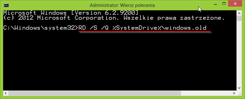 Usuwanie Windows.old przez Wiersz Polecenia