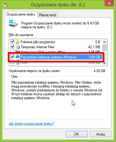 Usuwanie poprzedniej instalacji Windows