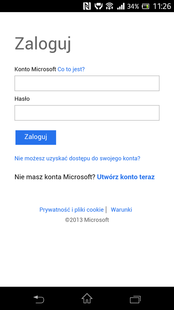 Outlook.com - logowanie na Androidzie