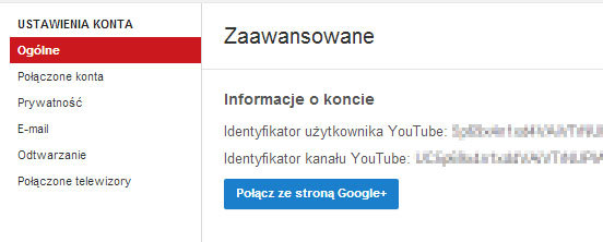 Zaawansowane ustawienia konta YouTube