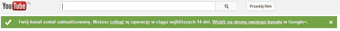 Pomyślna aktualizacja kanału i połączenia z G+