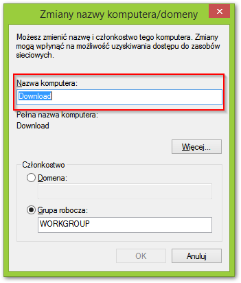 Zmiana nazwy komputera
