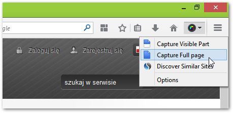 Robienie zrzutu ekranu strony w Firefox