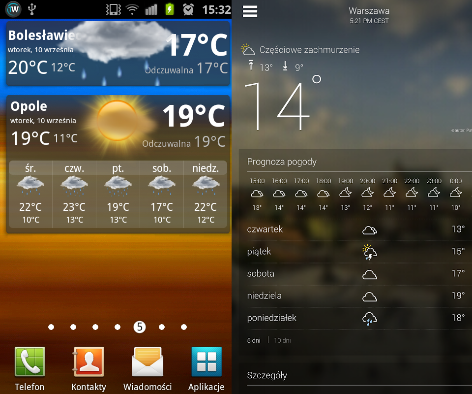 Aplikacje pogodowe w Androidzie