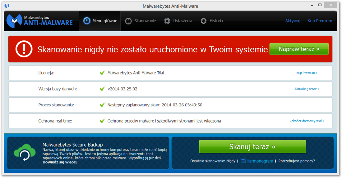 Malwarebytes Anti-Malware 2.0 - nowy interfejs