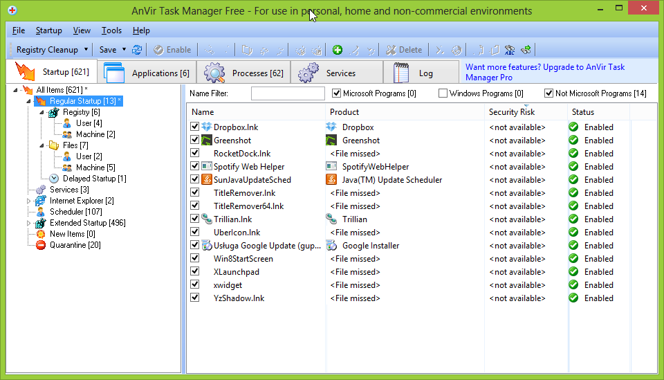 AnVir Task Manager - aplikacje uruchamiane wraz z systemem