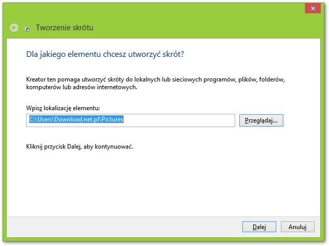 Tworzenie skrótu do programu lub folderu
