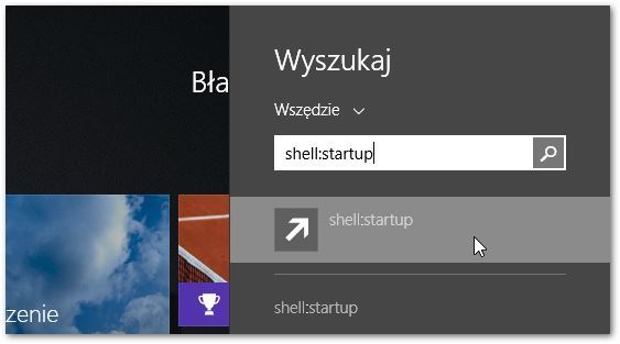 Shell:startup w wyszukiwarce Windows